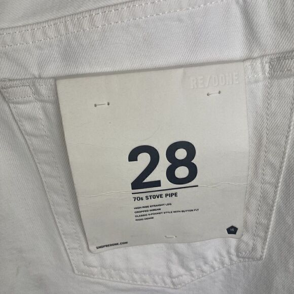NWT Re/Done White Destroyed 70s Stove Pipe Jean 3WSTV27 Button Fly Size 28 $295 - Picture 5 of 8